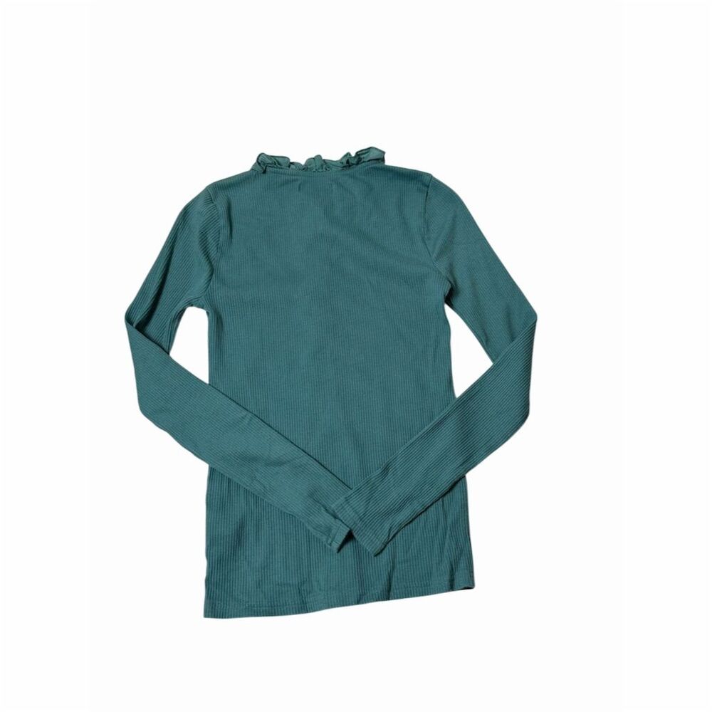J.Crew Women's XS Ruffle Collar Long Sleeve Blouse Blue Casual Top - Picture 2 of 10